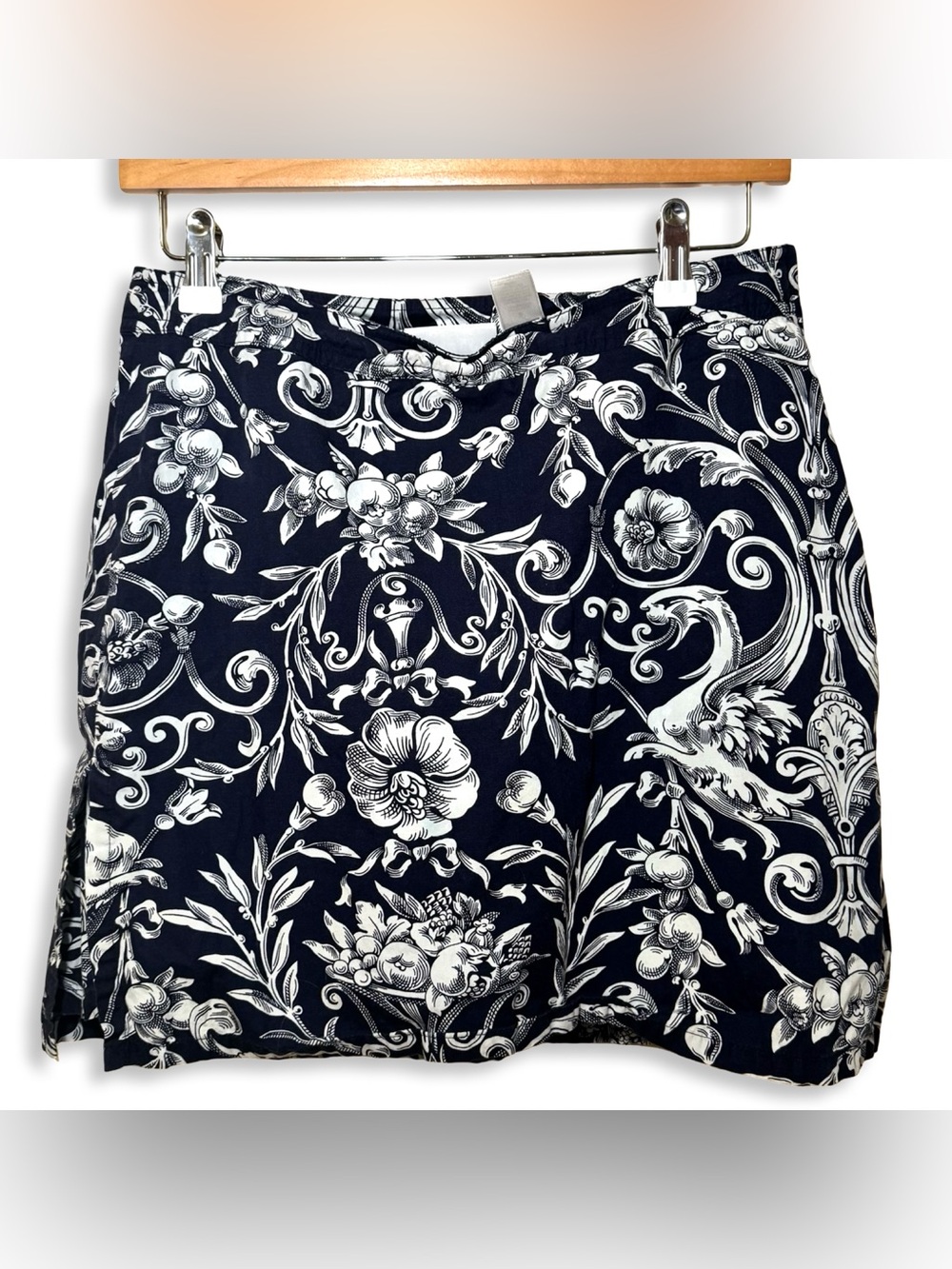 Vintage Liz Claiborne Villager European Summer Toile Print Cotton Skirt Size 8